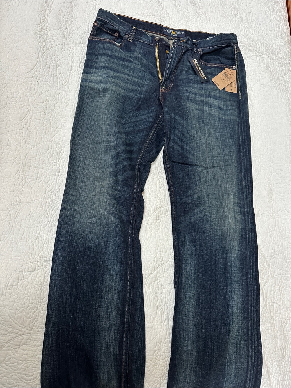 Lucky Brand Men's Bootcut Jeans - Deep Blue Indigo with Faded Whisker
